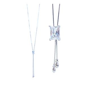 New WhiteGold Plated Lariat Necklace